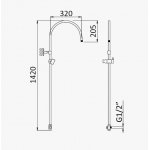 Bruma Drążek do prysznica z ramieniem do deszczownicy i regulowanym uchwytem na słuchawkę Night Sky 1456107NS