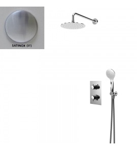 Bruma Elo Zestaw natryskowy 250 mm Termostatyczny Podtynkowy z ramieniem ściennym satinox 1387804ST