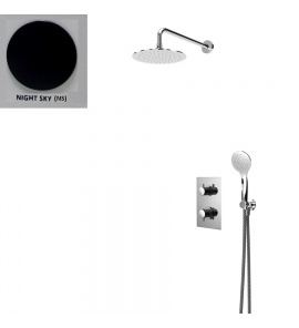 Bruma Elo Zestaw natryskowy 200 mm Termostatyczny Podtynkowy z ramieniem ściennym night sky 1387802NS