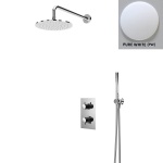 Bruma Elo Zestaw natryskowy 200 mm Termostatyczny Podtynkowy z ramieniem ściennym pure white 1387802PW