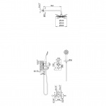 Bruma Elo Zestaw natryskowy 250 mm Termostatyczny Podtynkowy z ramieniem ściennym pure white 1387804PW