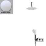 Bruma Elo Zestaw natryskowy 250 mm Termostatyczny Podtynkowy z ramieniem sufitowym pure white 1385604PW