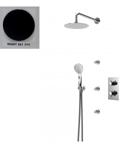 Bruma Elo Zestaw natryskowy 250 mm Termostatyczny Podtynkowy z ramieniem ściennym night sky 1389103NS