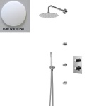 Bruma Elo Zestaw natryskowy 250 mm Termostatyczny Podtynkowy z ramieniem ściennym pure white 1389103PW