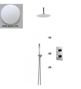 Bruma Elo Zestaw natryskowy 250 mm Termostatyczny Podtynkowy z ramieniem sufitowym pure white 1386102PW