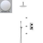 Bruma Elo Zestaw natryskowy 250 mm Termostatyczny Podtynkowy z ramieniem sufitowym pure white 1386102PW