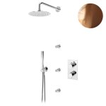 Bruma Elo Zestaw natryskowy termostatyczny podtynkowy z deszczownicą Ø 250 mm ścienną i dyszami ściennymi Sunset 1389103SS