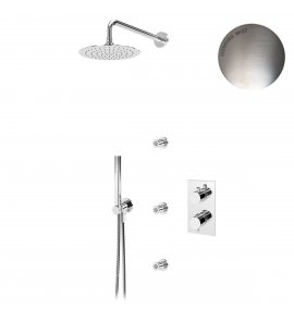 Bruma Elo Zestaw natryskowy termostatyczny podtynkowy z deszczownicą Ø 250 mm ścienną i dyszami ściennymi Morning Mist 1389103MM