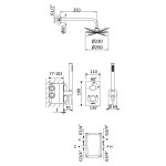 Bruma Elo Zestaw natryskowy 230 mm Termostatyczny Podtynkowy z ramieniem ściennym chrom 1387802CR
