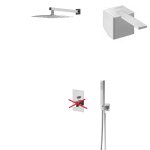 Bruma Escudo 2 Zestaw natryskowy podtynkowy z deszczownicą 250x250 mm i słuchawką prysznicową Chrom 1027651CR