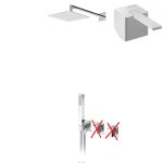 Bruma Escudo 2 Zestaw natryskowy podtynkowy z deszczownicą 250x250 mm ściennym i słuchawką prysznicową Chrom 1025701CR