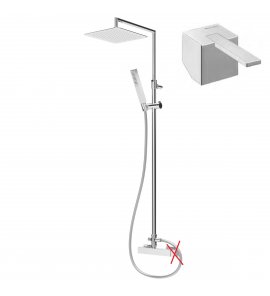 Bruma Escudo 2 Zestaw natryskowy naścienny z deszczownicą 300x300 mm na ruchomym ramieniu i słuchawką na uchwycie Chrom 1022791CR