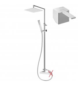 Bruma Escudo 2 Zestaw natryskowy naścienny z deszczownicą 200x200 mm na ruchomym ramieniu i słuchawką na uchwycie Chrom 1022781CR