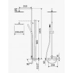 Bruma Escudo 2 Zestaw natryskowy naścienny z deszczownicą 200x200 mm na ruchomym ramieniu i słuchawką na uchwycie Chrom 1022781CR