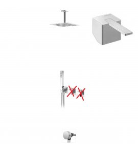 Bruma Escudo 2 Zestaw wannowo-natryskowy podtynkowy z deszczownicą 250x250 mm sufitową ze słuchawką prysznicową i napełnianiem przez przelew Chrom 1023601CR