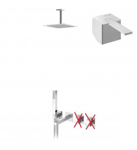 Bruma Escudo 2 Zestaw wannowo-natryskowy podtynkowy z deszczownicą 250x250 mm sufitową ze słuchawką prysznicową i wylewką Chrom 1023411CR