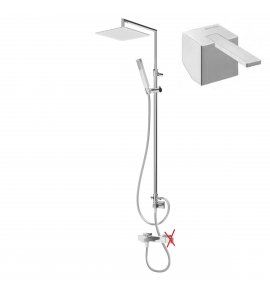 Bruma Escudo 2 Zestaw wannowo-natryskowy ścienny z deszczownicą 250x250 mm na ramieniu ruchomym i słuchawką prysznicową Chrom 1022651CR