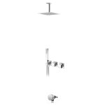 Bruma Escudo Zestaw wannowo-natryskowy podtynkowy z deszczownicą 250x250 mm sufitową ze słuchawką prysznicową i napełnianiem przez przelew Chrom 1023602CR