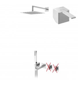 Bruma Escudo Zestaw wannowo-natryskowy podtynkowy z deszczownicą 250x250 mm ścienną ze słuchawką prysznicową i wylewką Chrom 1023111CR