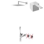 Bruma Escudo Zestaw wannowo-natryskowy podtynkowy z deszczownicą 250x250 mm ścienną ze słuchawką prysznicową i wylewką Chrom 1023111CR