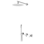 Bruma Genesi Zestaw prysznicowy podtynkowy z deszczownicą ścienną Ø 250 mm i słuchawką prysznicową Chrom 1917421CR