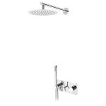 Bruma Genesi Zestaw prysznicowy podtynkowy termostatyczny z deszczownicą ścienną Ø 250 mm i słuchawką prysznicową Chrom 1917821CR