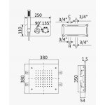 Bruma Genesi Zestaw prysznicowy podtynkowy termostatyczny z deszczownicą sufitową 380x380mm i słuchawką prysznicową Chrom 1917861CR