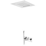 Bruma Genesi Zestaw prysznicowy podtynkowy termostatyczny z deszczownicą sufitową 500x500mm ze strumieniem kaskadowym i słuchawką prysznicową Chrom 1917881CR