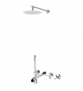 Bruma Genesi Zestaw wannowo-natryskowy termostatyczny podtynkowy z deszczownicą ścienną Ø 250 mm ze słuchawką prysznicową Chrom 1913121CR