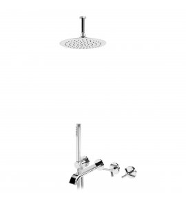 Bruma Genesi Zestaw wannowo-natryskowy termostatyczny podtynkowy z deszczownicą sufitową Ø 250 mm ze słuchawką prysznicową Chrom 1913221CR