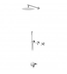 Bruma Genesi Zestaw wannowo-natryskowy podtynkowy z deszczownicą ścienną Ø 250 mm ze słuchawką prysznicową i napełnianiem przez przelew Chrom 1913521CR