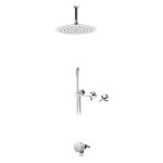 Bruma Genesi Zestaw wannowo-natryskowy podtynkowy z deszczownicą sufitową Ø 250 mm ze słuchawką prysznicową i napełnianiem przez przelew Chrom 1913621CR