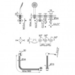 Bruma Hera Bateria wannowo-natryskowa 2-drożna na brzeg wanny z syfonem chrom 1065231CR