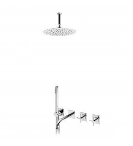 Bruma Hera Bateria wannowo-natryskowa z deszczownicą Ø 250 mm sufitową z wylewką i słuchawką prysznicową Chrom 1063221CR