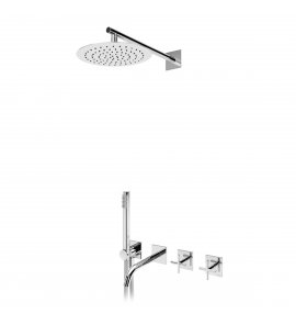 Bruma Hera Bateria wannowo-natryskowa z deszczownicą Ø 250 mm ścienną z wylewką i słuchawką prysznicową Chrom 1063121CR