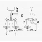 Bruma Imperial Bateria wannowa z uchwytem i słuchawką prysznicową na brzeg wanny Chrom 1177230CR