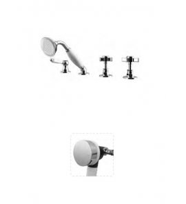 Bruma Imperial Zestaw wannowo-natryskowy 4- otworowy ze słuchawką prysznicową i napełniaczem w przelewie Chrom 1175211CR