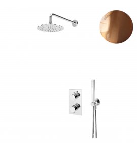 Bruma Leaf Zestaw natryskowy Ø 250 mm termostatyczny podtynkowy z ramieniem ściennym Sunset 1387804SS