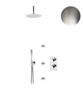 Bruma Leaf Zestaw natryskowy termostatyczny podtynkowy z deszczownicą Ø 250 mm sufitową z dyszami ściennymi Morning Mist 1386102MM