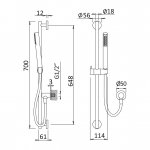 Bruma Leaf Zestaw prysznicowy z przyłączem i drążkiem na słuchawkę Satinox 1455732ST