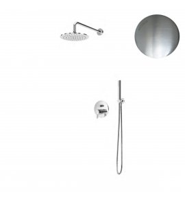 Bruma Leaf Zestaw prysznicowy podtynkowy z deszczownicą ścienna Ø 250 mm i słuchawką Satinox 1677221ST