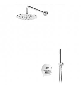 Bruma Leaf Zestaw prysznicowy podtynkowy z deszczownicą ścienna Ø 250 mm i słuchawką Chrom 1677222CR