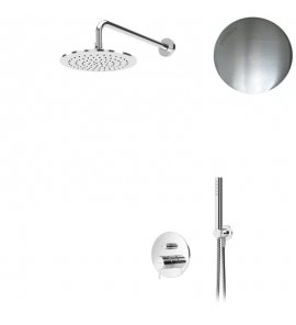 Bruma Leaf2 Zestaw prysznicowy podtynkowy z deszczownicą ścienna Ø 250 mm i słuchawką Satinox 1677222ST