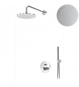 Bruma Leaf2 Zestaw prysznicowy podtynkowy z deszczownicą ścienna Ø 300 mm i słuchawką Pure White 1677232PW