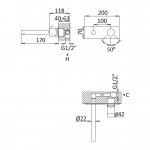 Bruma Lusa Bateria umywalkowa podtynkowa 170 mm Sunrise 1018302SR