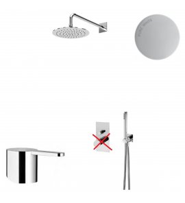 Bruma Lusa Zestaw natryskowy podtynkowy z deszczownicą Ø 230 mm z ramieniem ściennym Pure White 1017641PW