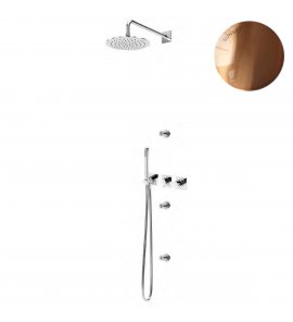 Bruma Lusa Zestaw natryskowy podtynkowa Ø 250 mm z 3 dyszami ściennymi i ze słuchawką Sunset 1017832SS