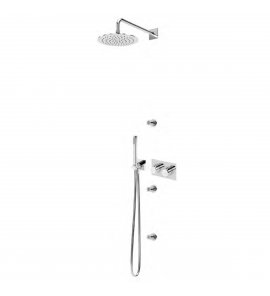 Bruma Lusa Zestaw natryskowy podtynkowa Ø 250 mm z 3 dyszami ściennymi i ze słuchawką Chrom 1876331CR