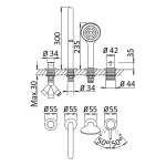   Bruma Lusitano Bateria wannowa na brzeg wanny night sky 1073301NS