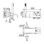 Bruma Lusitano Bateria wannowa termostatyczna Podtynkowa chrom 1384601CR